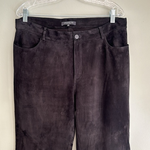 Lafayette 148 Suede Wide Leg Pants Black - Picture 6 of 7